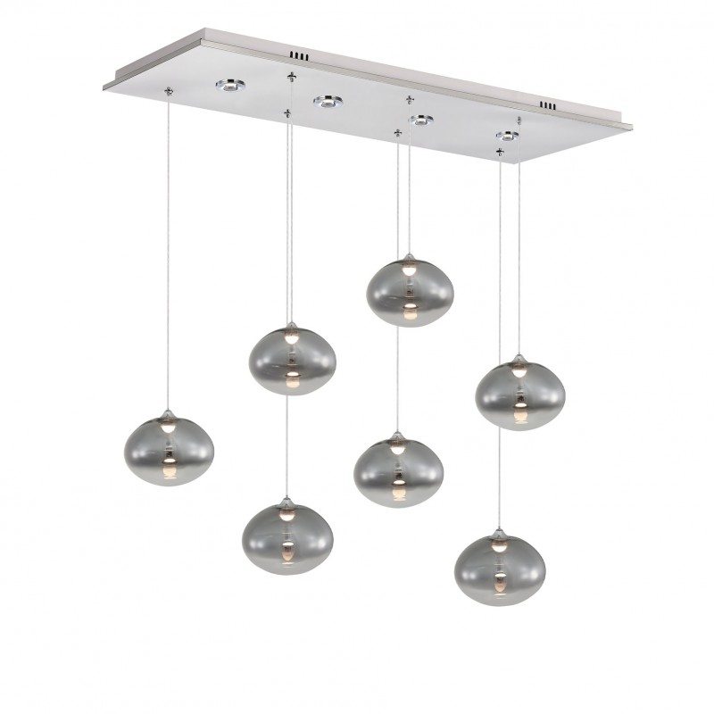Embera Modern LED Avize 7'li Sıralı Füme