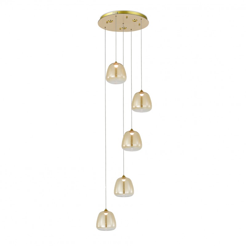 Glowber Modern LED Chandelier 5-Piece Amber