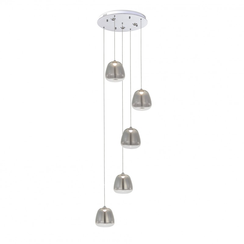Glowber Modern LED Avize 5'li Füme