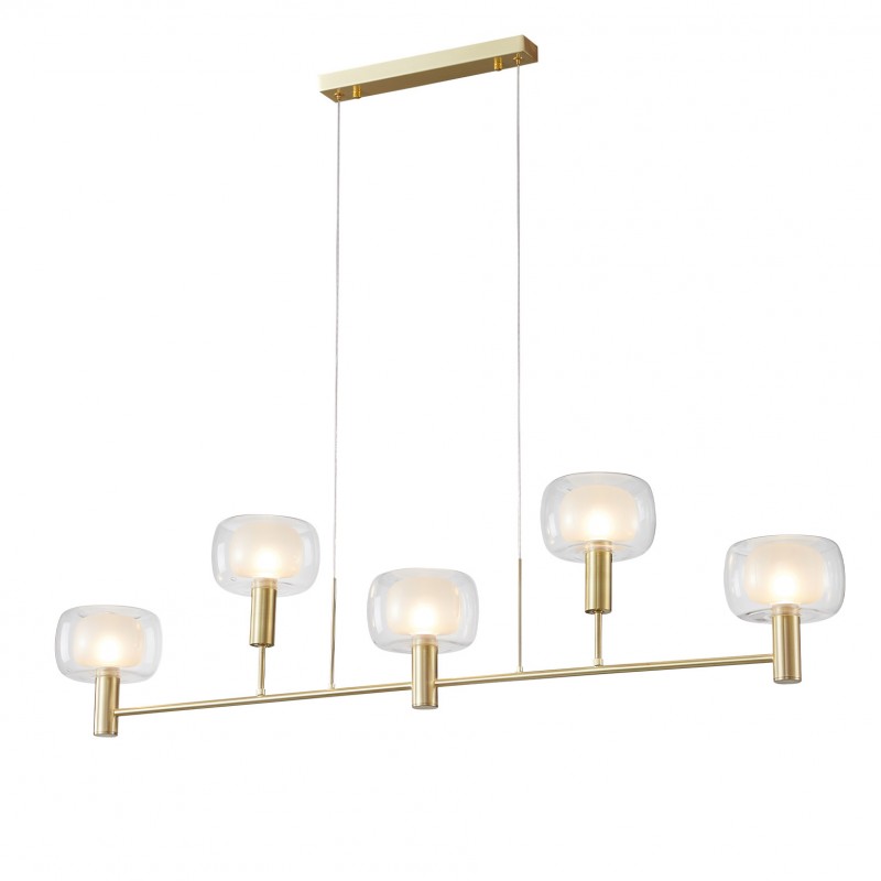 Halsey Modern LED Chandelier, 5-Light Row, Gold