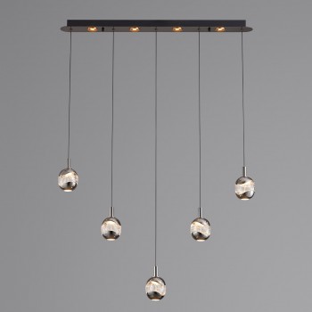 Meghan Modern LED Yemek Masası Avize 5'li Platin