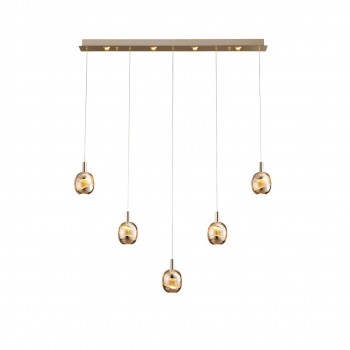 Meghan Modern LED Yemek Masası Avize 5'li Gold