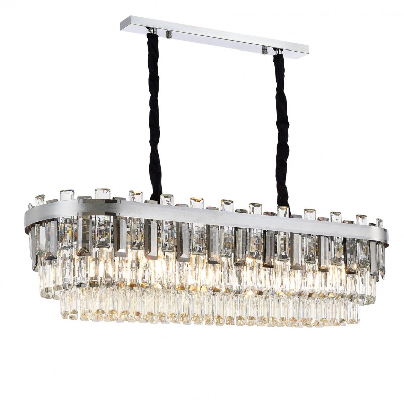 Gloria Crystal Classic Dining Table with Chandelier, 110 cm, Chrome