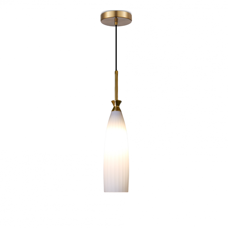 Eleanor Vintage White Glass Pendant Lamp, Model C